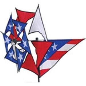 Patriotic AMERICAN FLAG Windmill Yard Garden Spinner by Premier Kites Solar Max